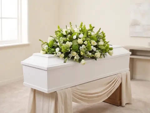 Rouwstuk verse witte rozen bloemen bestellen