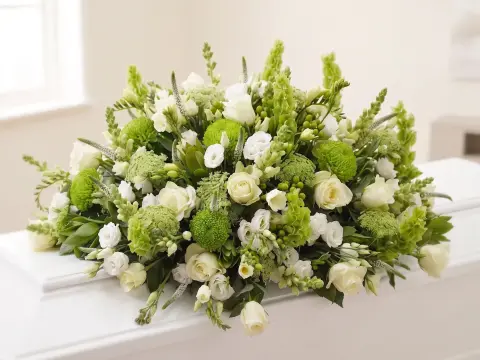 Rouwstuk wit roos bloemen bestellen